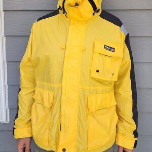 Polo Sport Ralph Lauren Yellow&Black Full Zip Jacket Windbraker Hooded Men Large